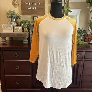 Modcloth White and Gold Velvet Sleeves Baseball Top
